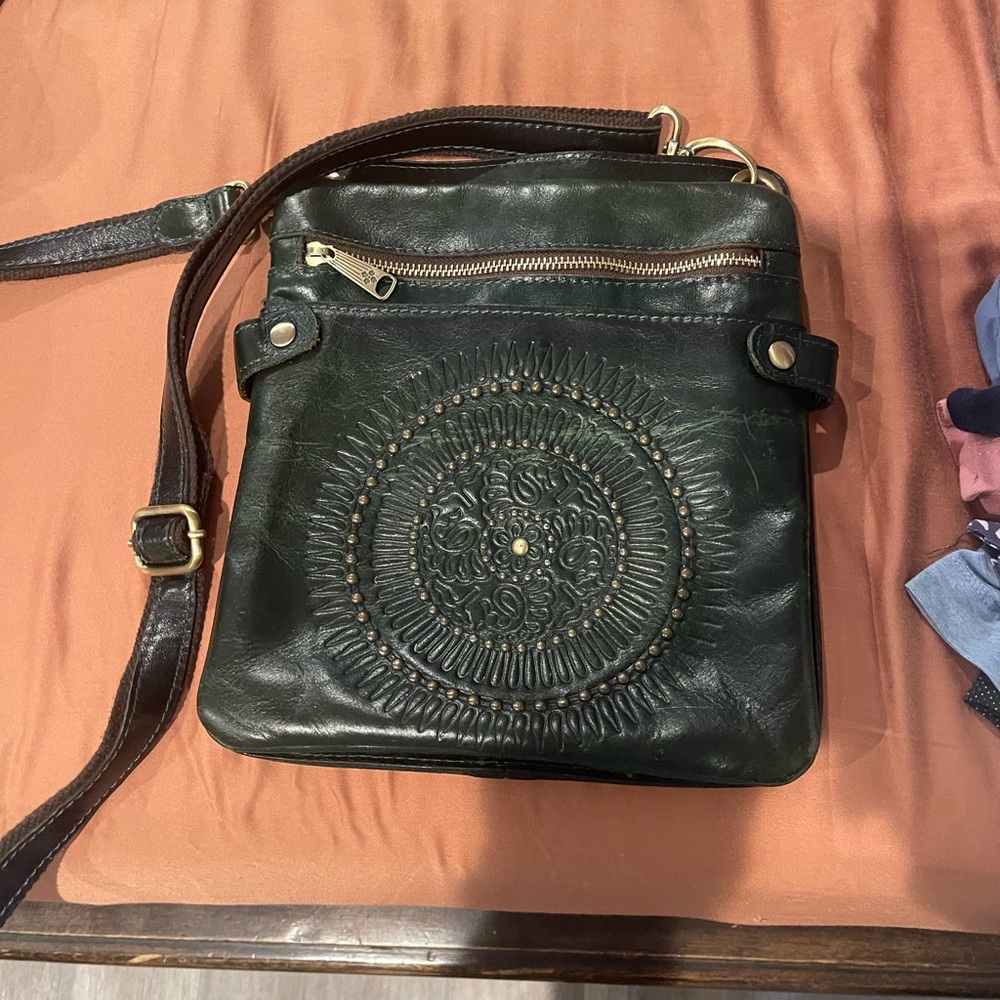 Patricia Nash -Green Leather studded mandala Crossbody Bag